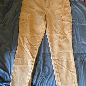 High Rise Ankle Skinny Pants - Tan